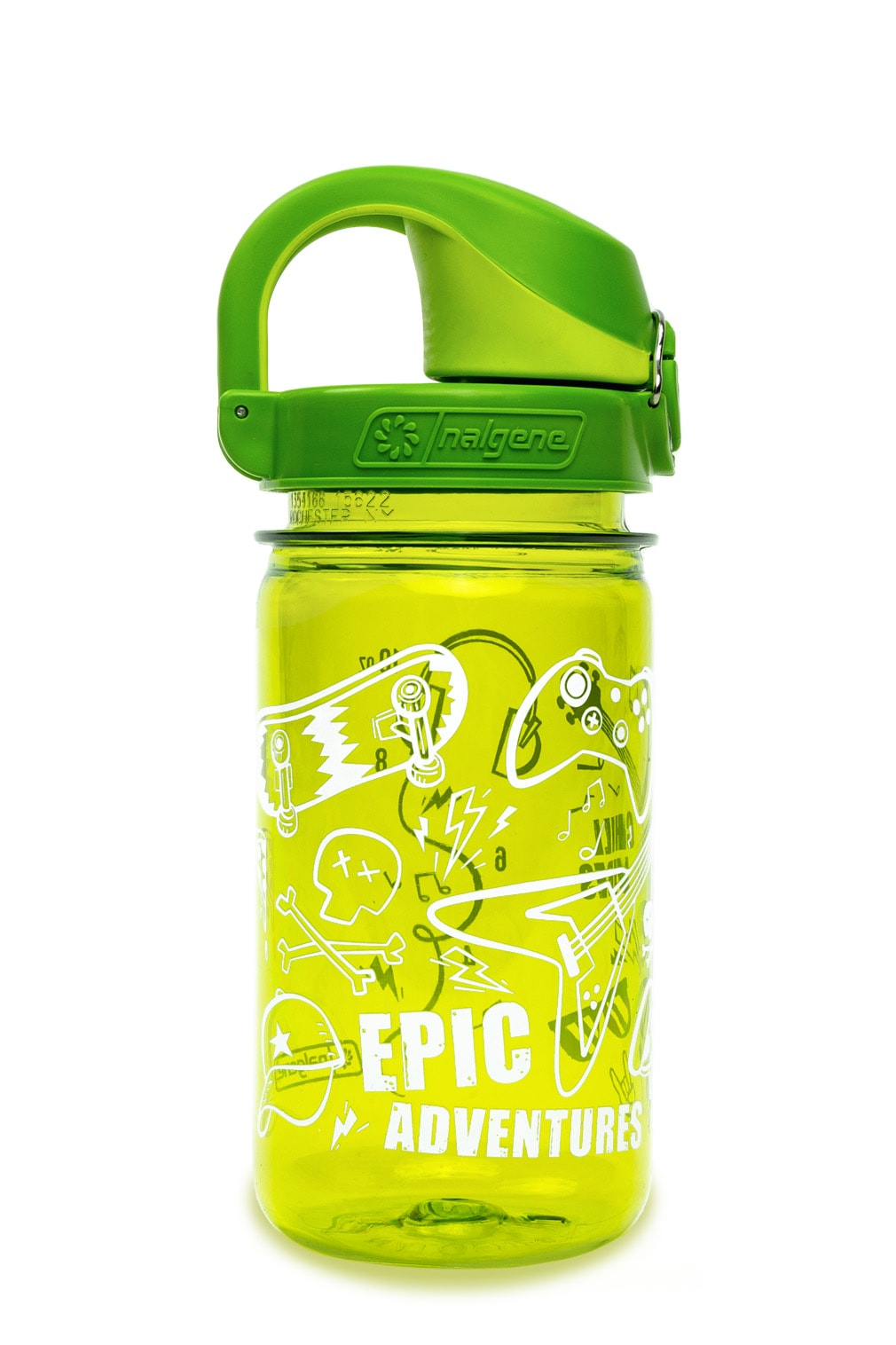 Nalgene product view: 12oz On-The-Fly Kids Lock-Top Bottle with Graphics U2 — 12oz On-The-Fly Kids Lock-Top Bottle with Graphics